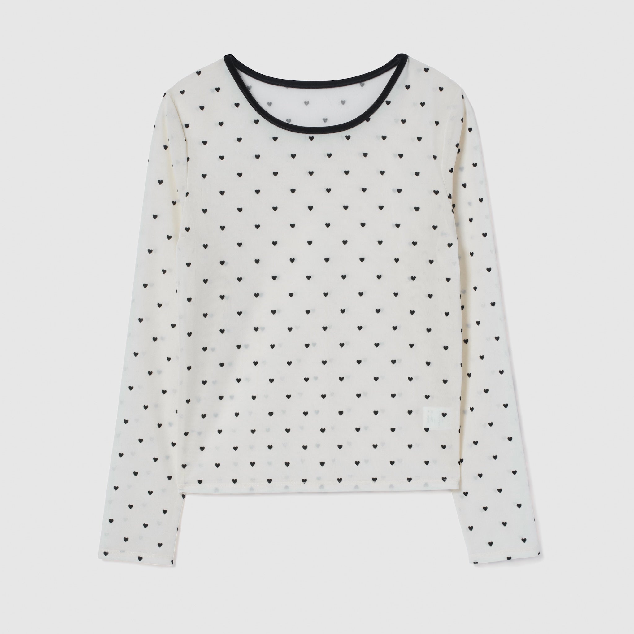 Flocked Multi Pattern Crew Neck Top