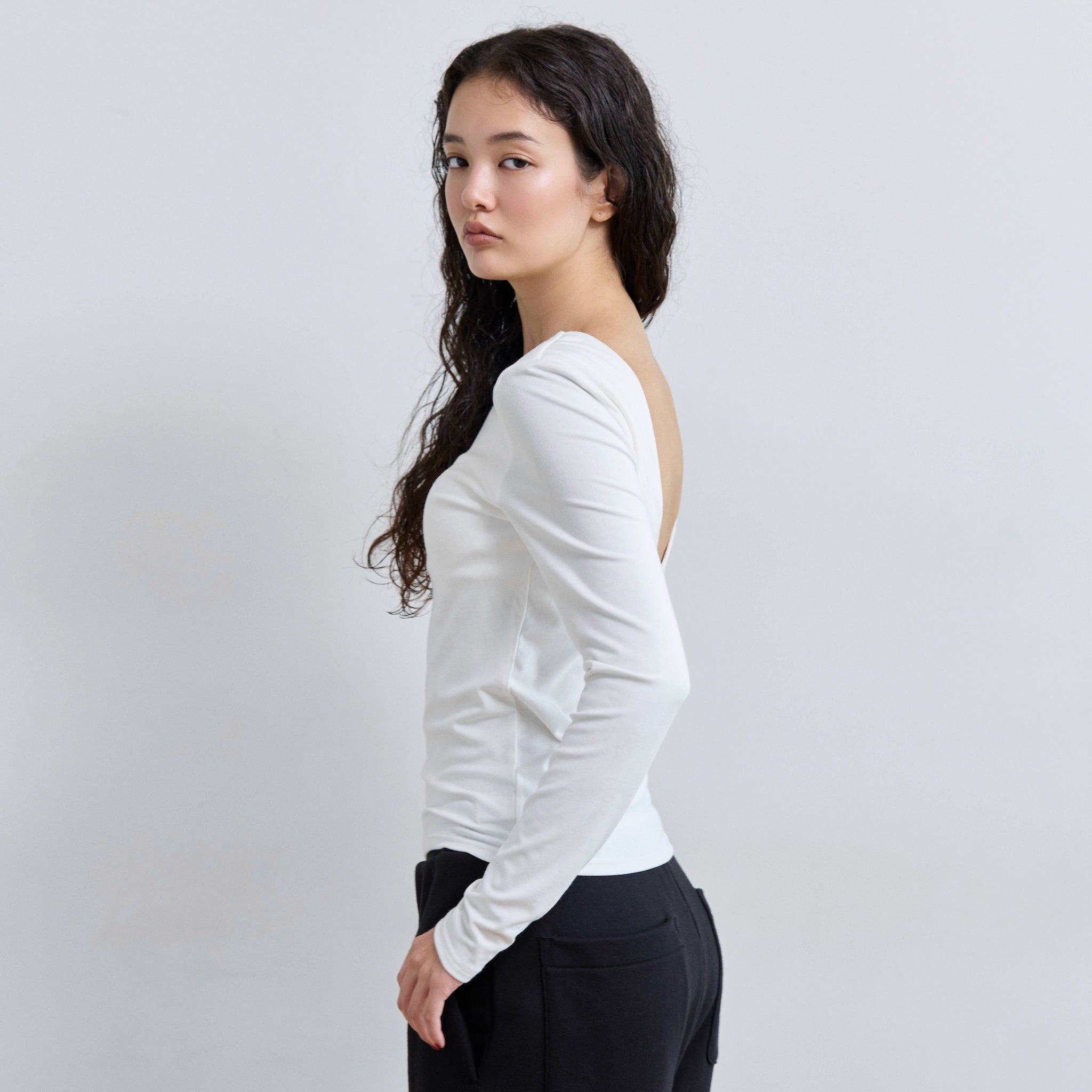 FitパッドマシュマロBack openロングスリーブ