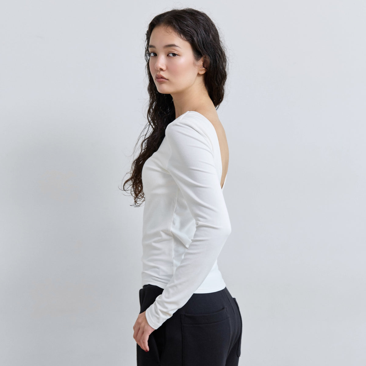 FitパッドマシュマロBack openロングスリーブ