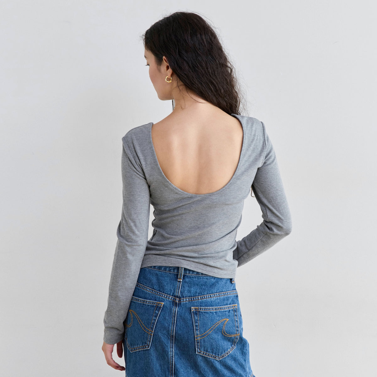 FitパッドマシュマロBack openロングスリーブ