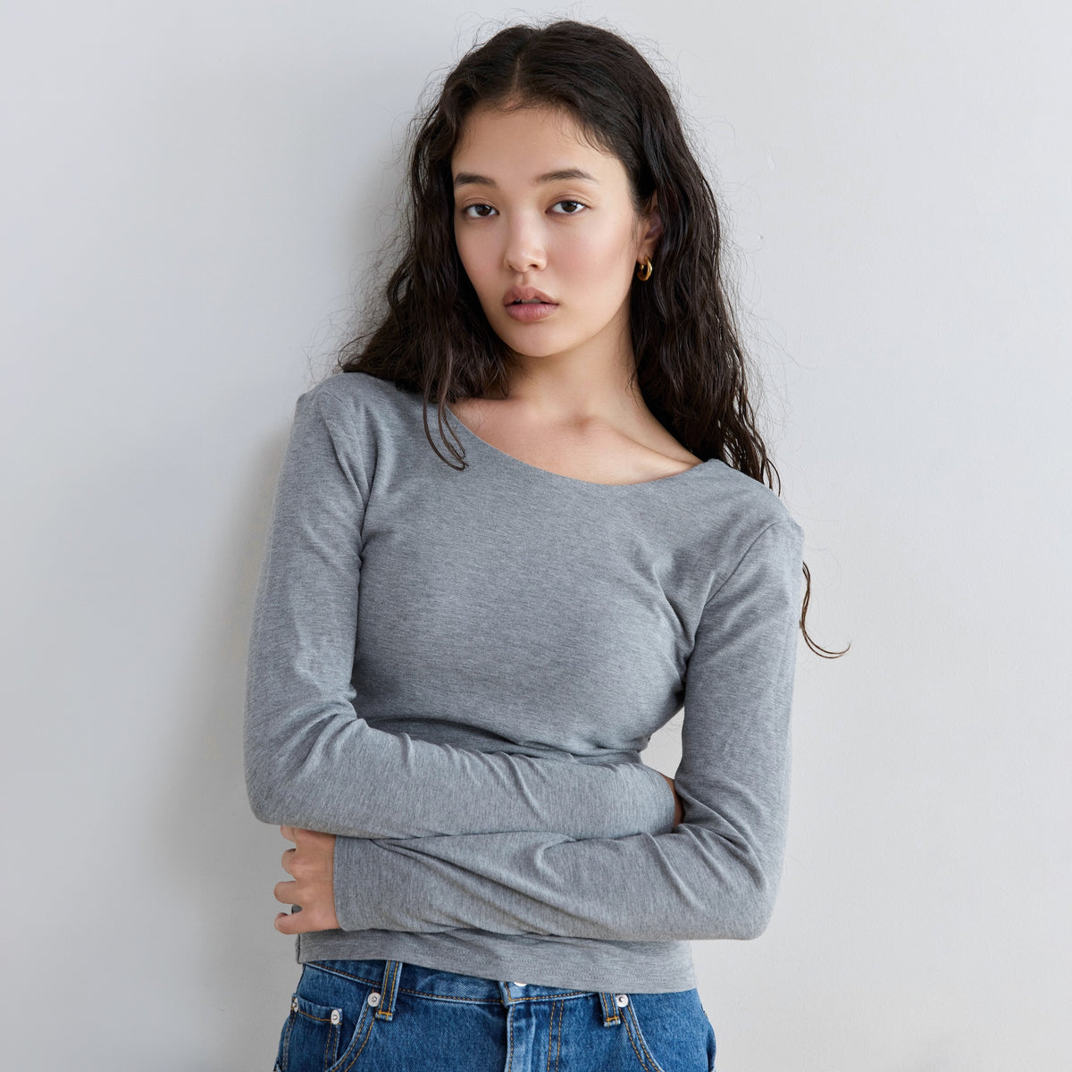 FitパッドマシュマロBack openロングスリーブ