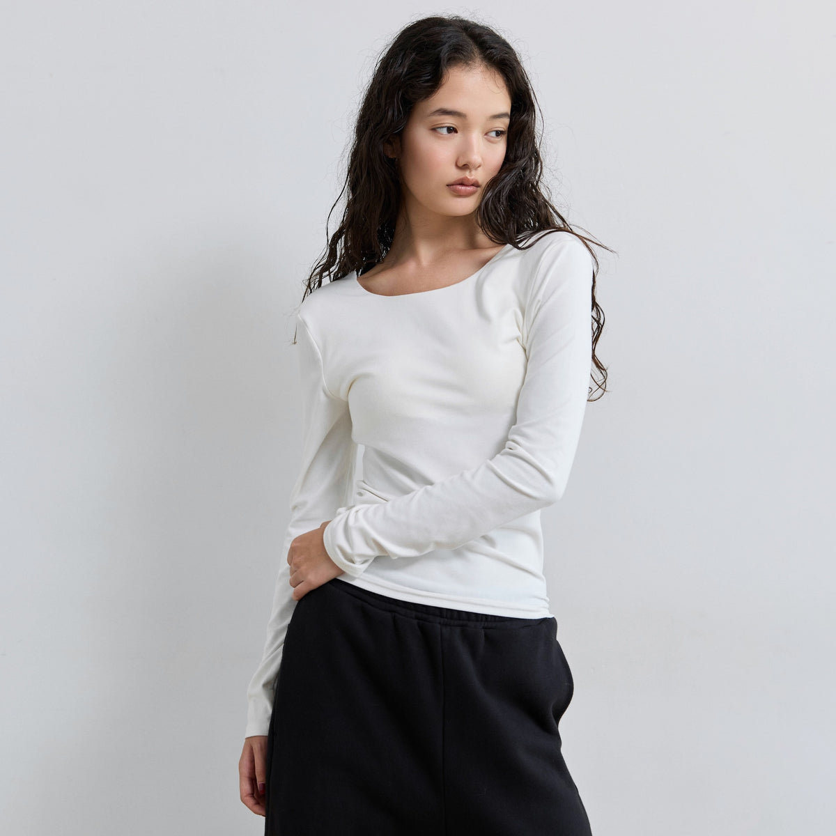FitパッドマシュマロBack openロングスリーブ