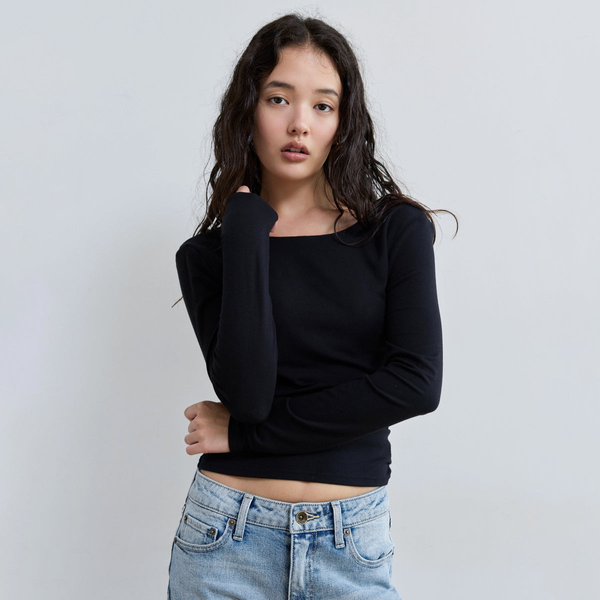 FitパッドマシュマロBack openロングスリーブ