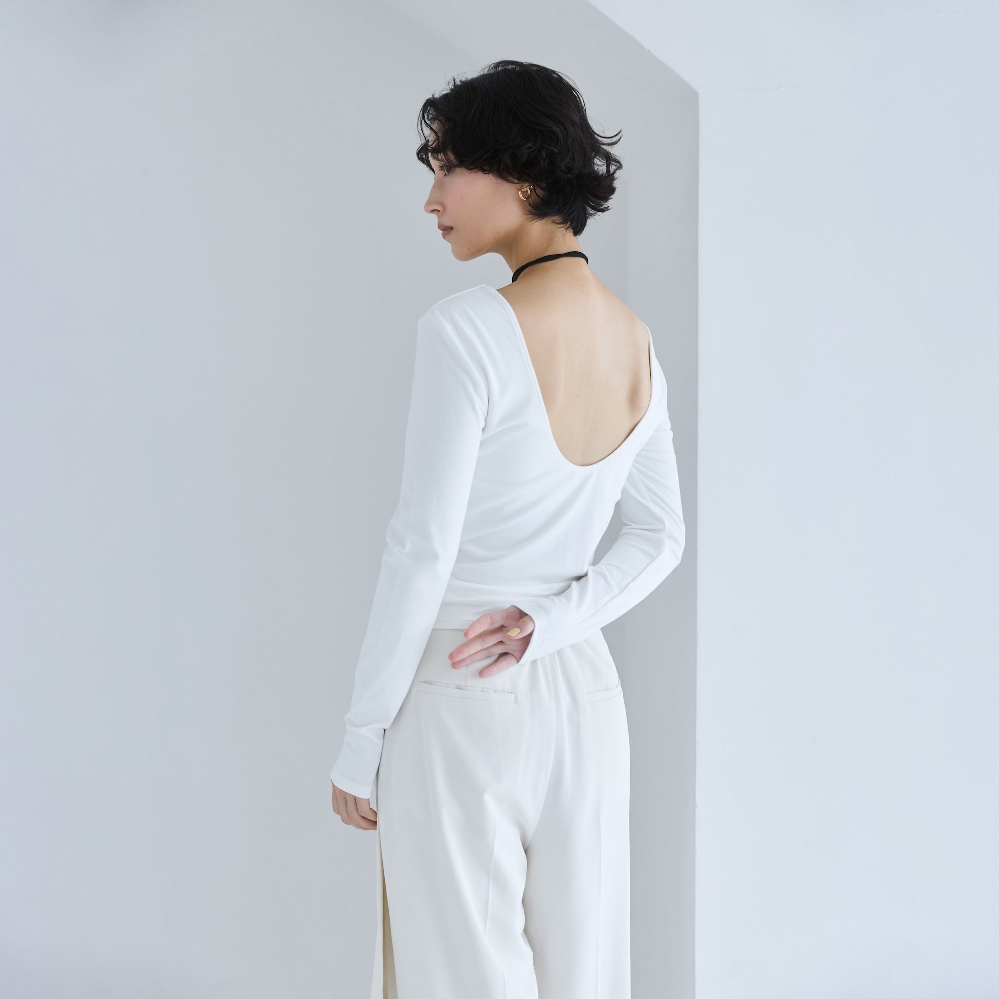 FitパッドマシュマロBack openロングスリーブ