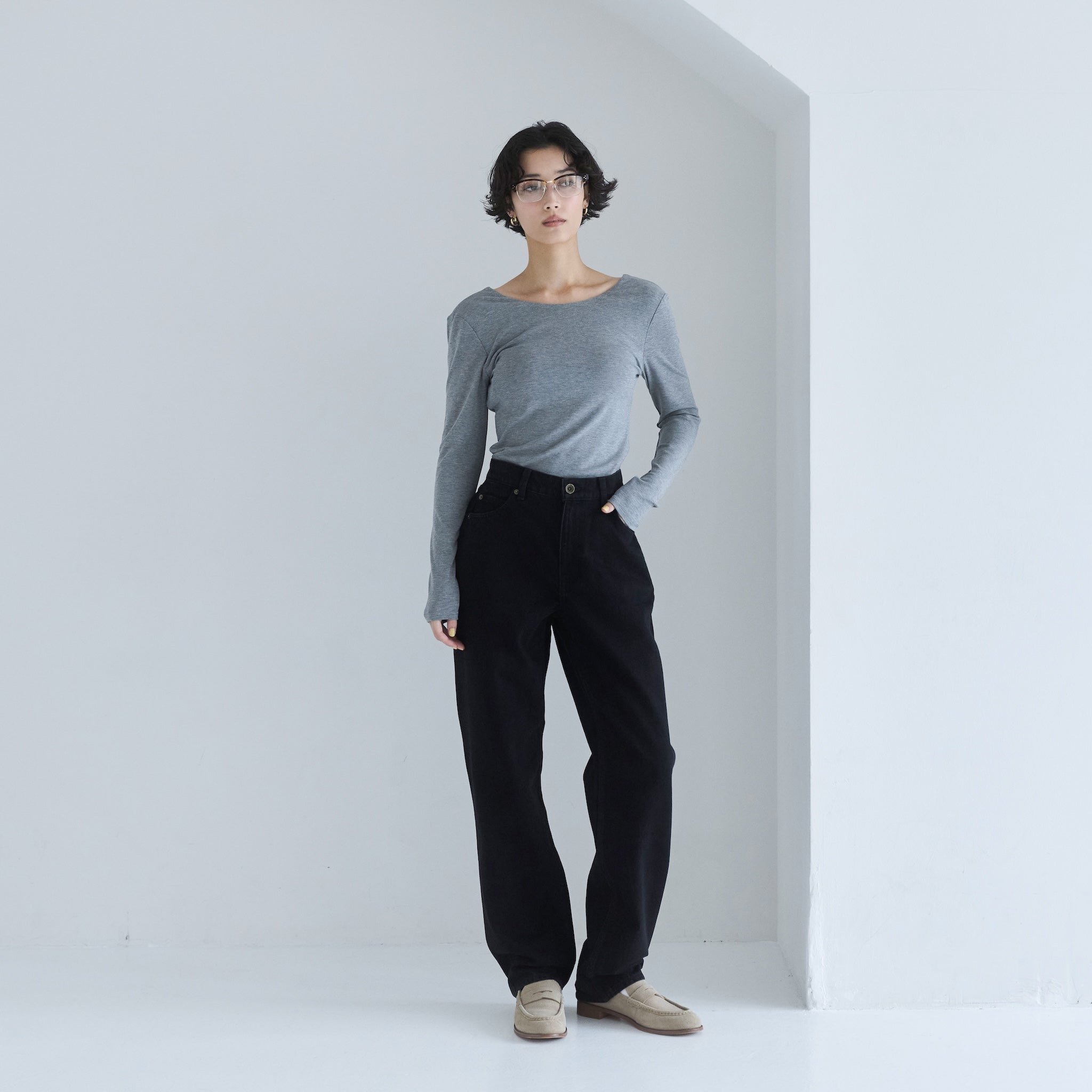 FitパッドマシュマロBack openロングスリーブ