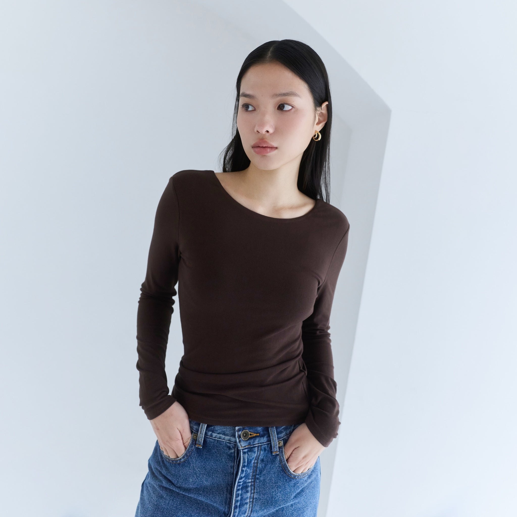 FitパッドマシュマロBack openロングスリーブ