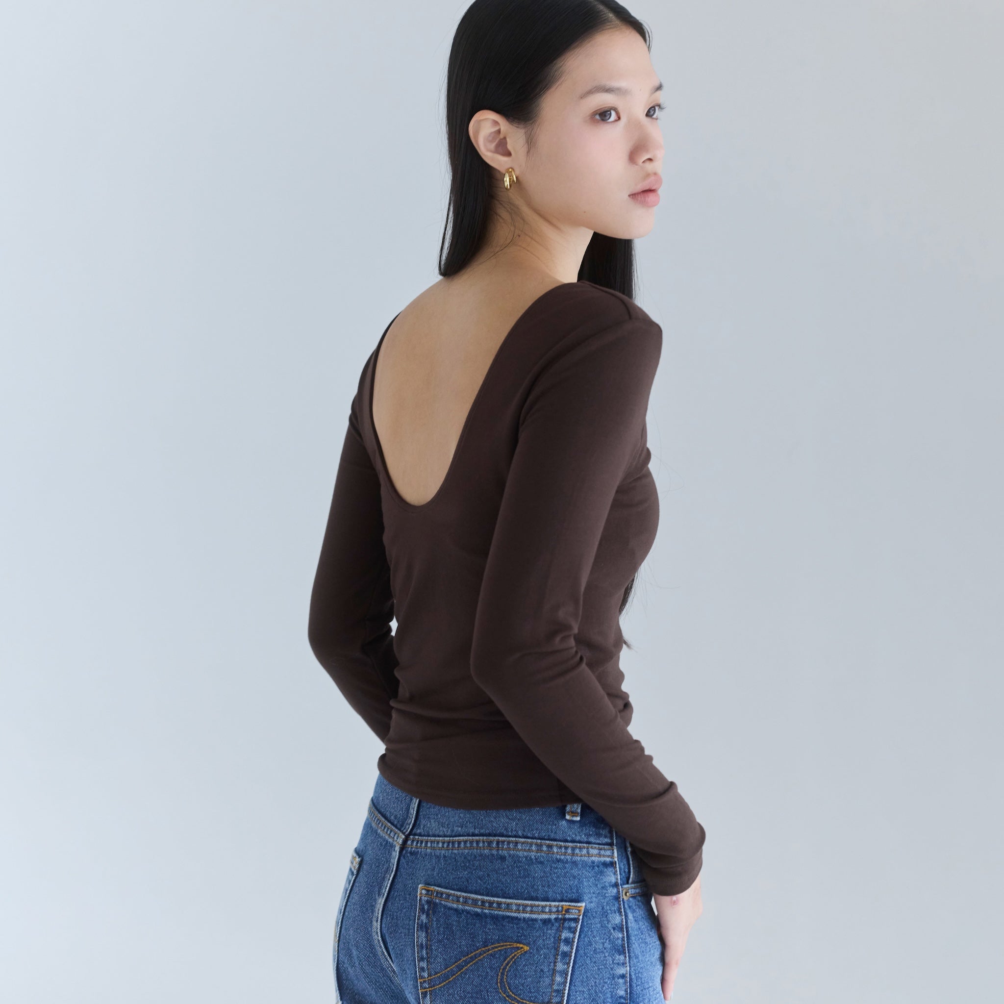 FitパッドマシュマロBack openロングスリーブ