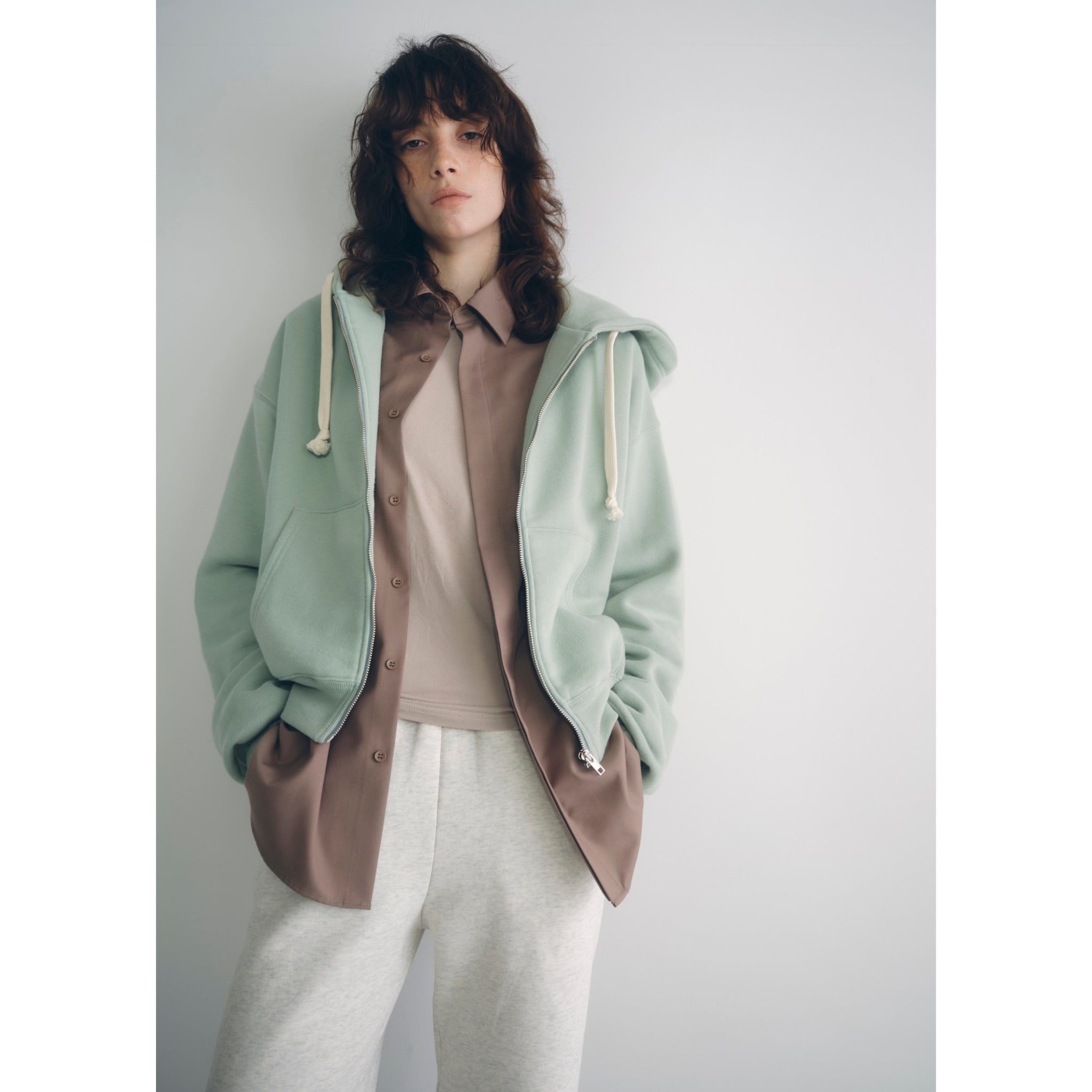 searoomlynn Volume Sweat Zipフーディー　ヘザーグレー Volume Sweat Zipフーディー