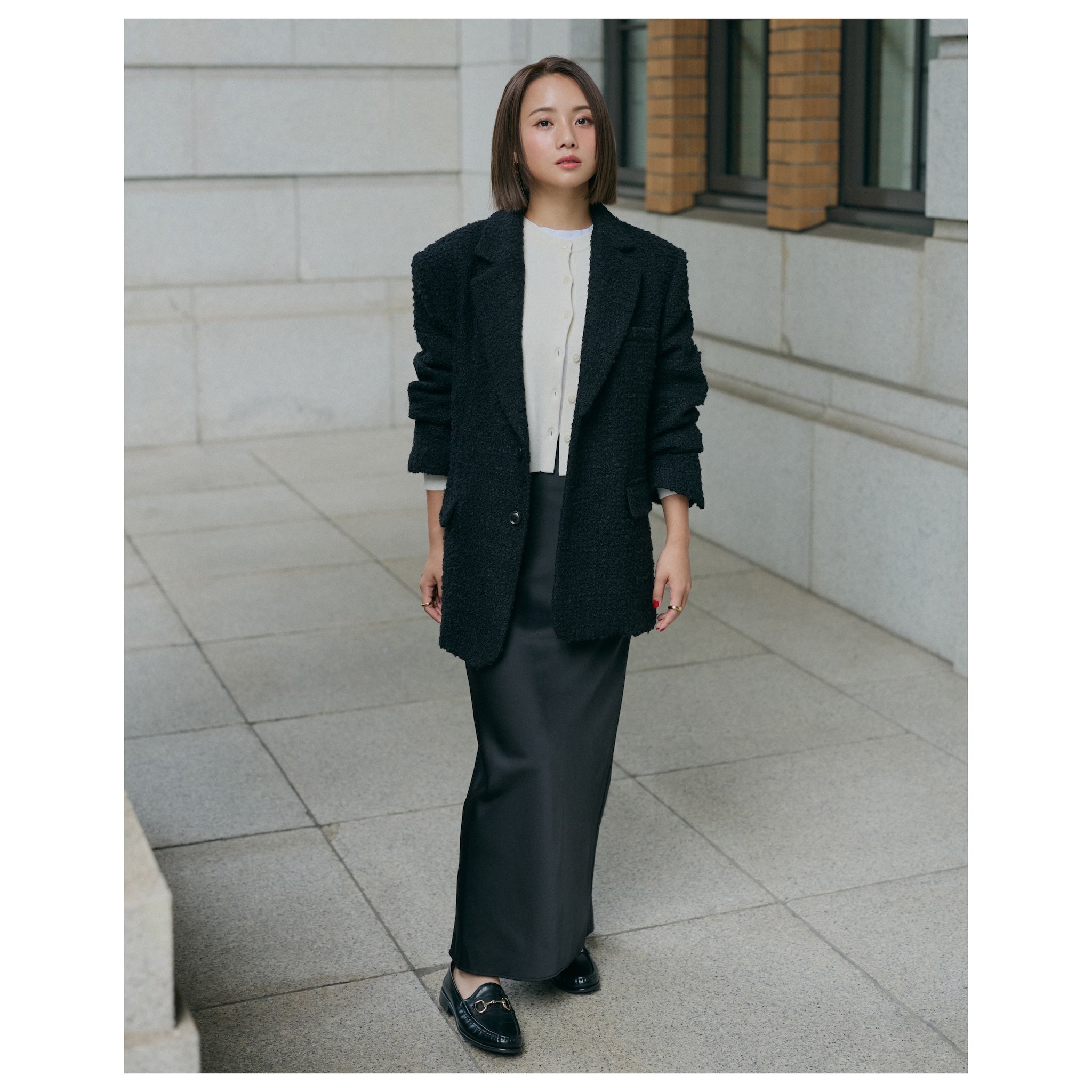 collab tweed over jacket