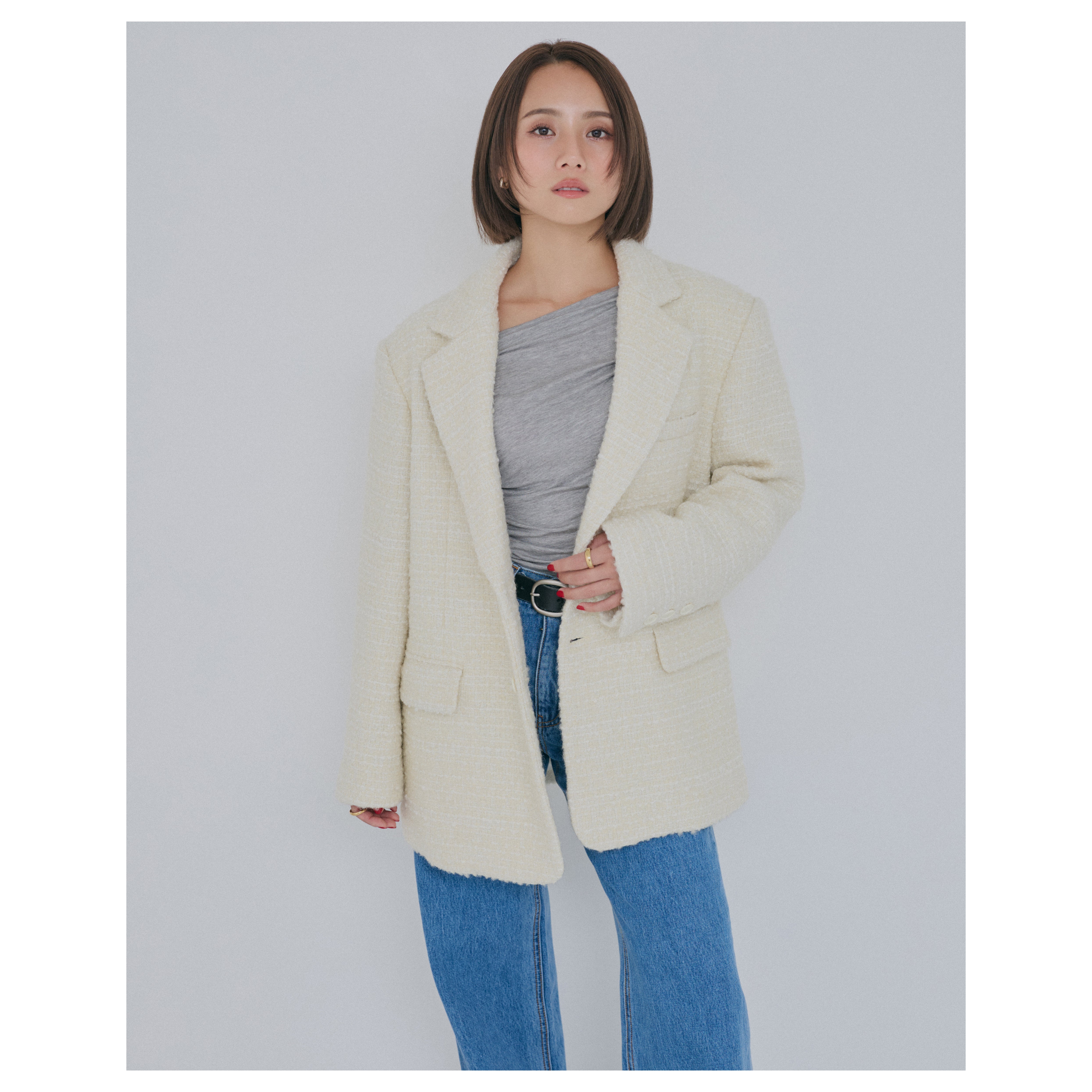 collab tweed over jacket