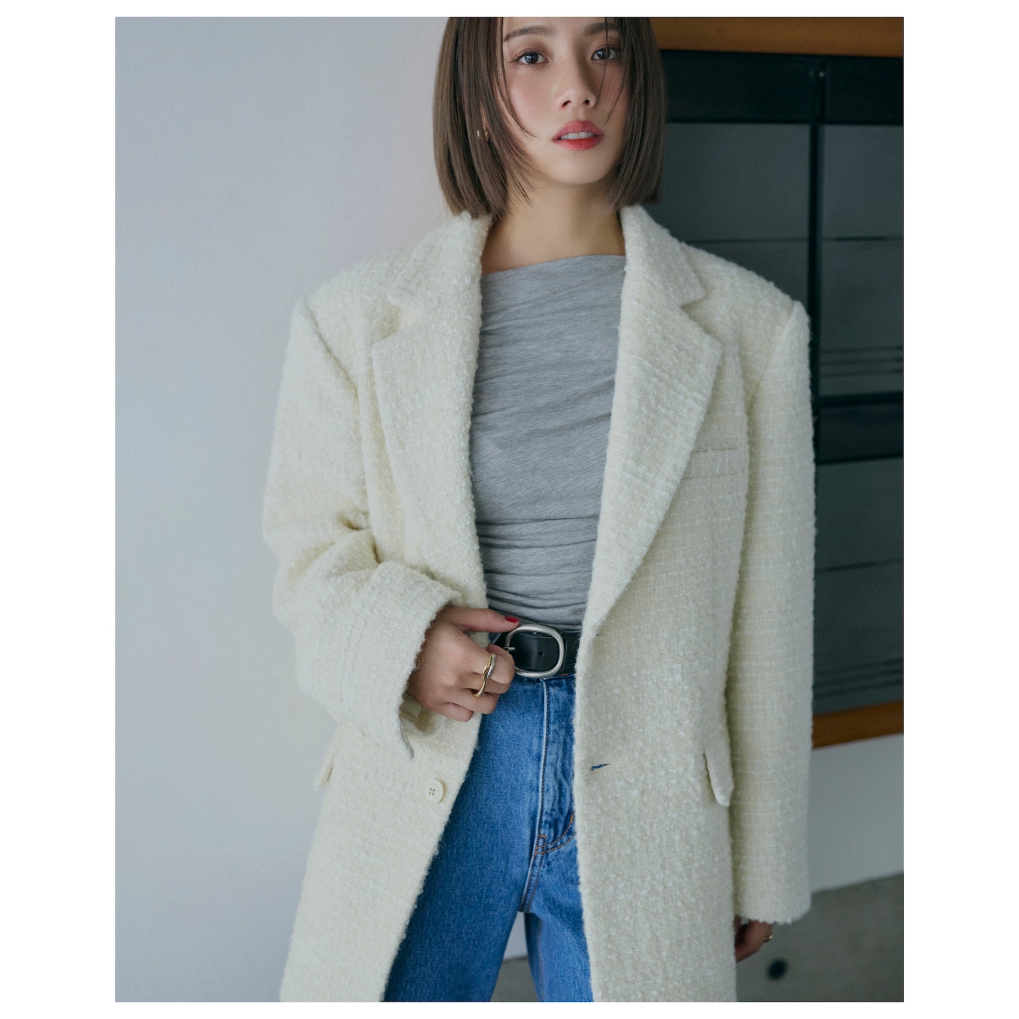 collab tweed over jacket