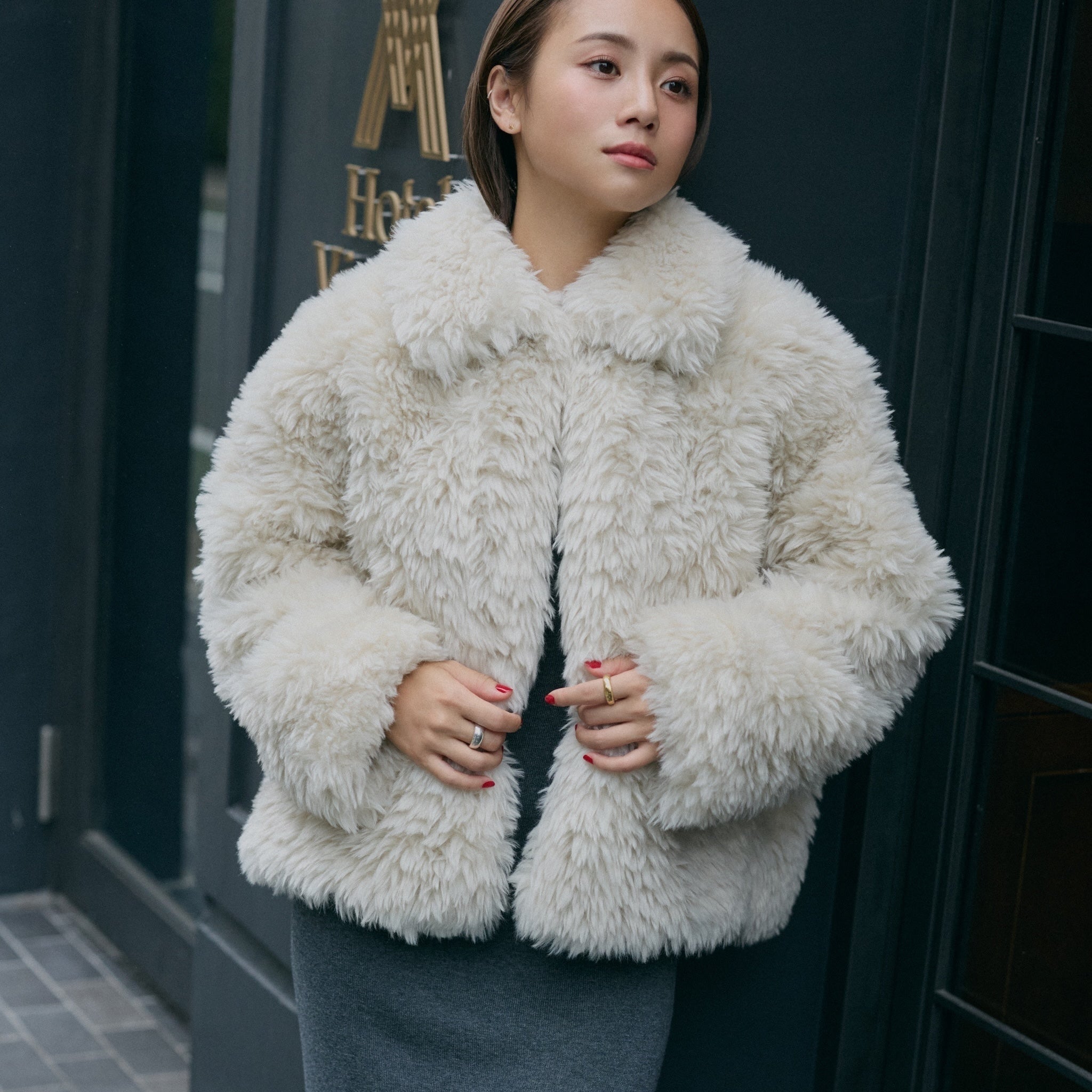 fur coat with collar and chibi collar