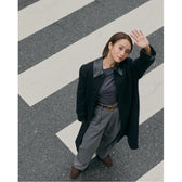 collab レザーcollarウールコート