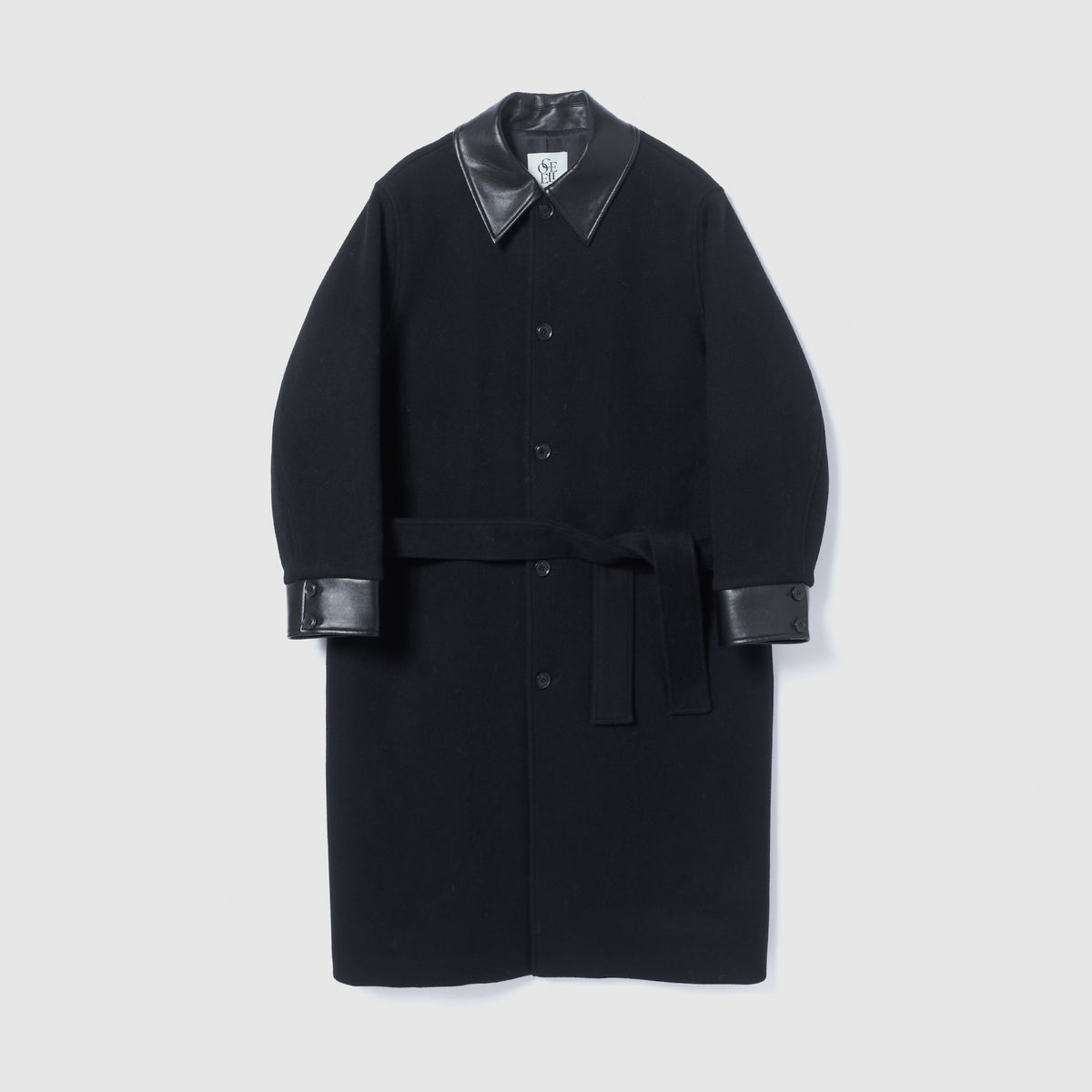 collab レザーcollarウールコート