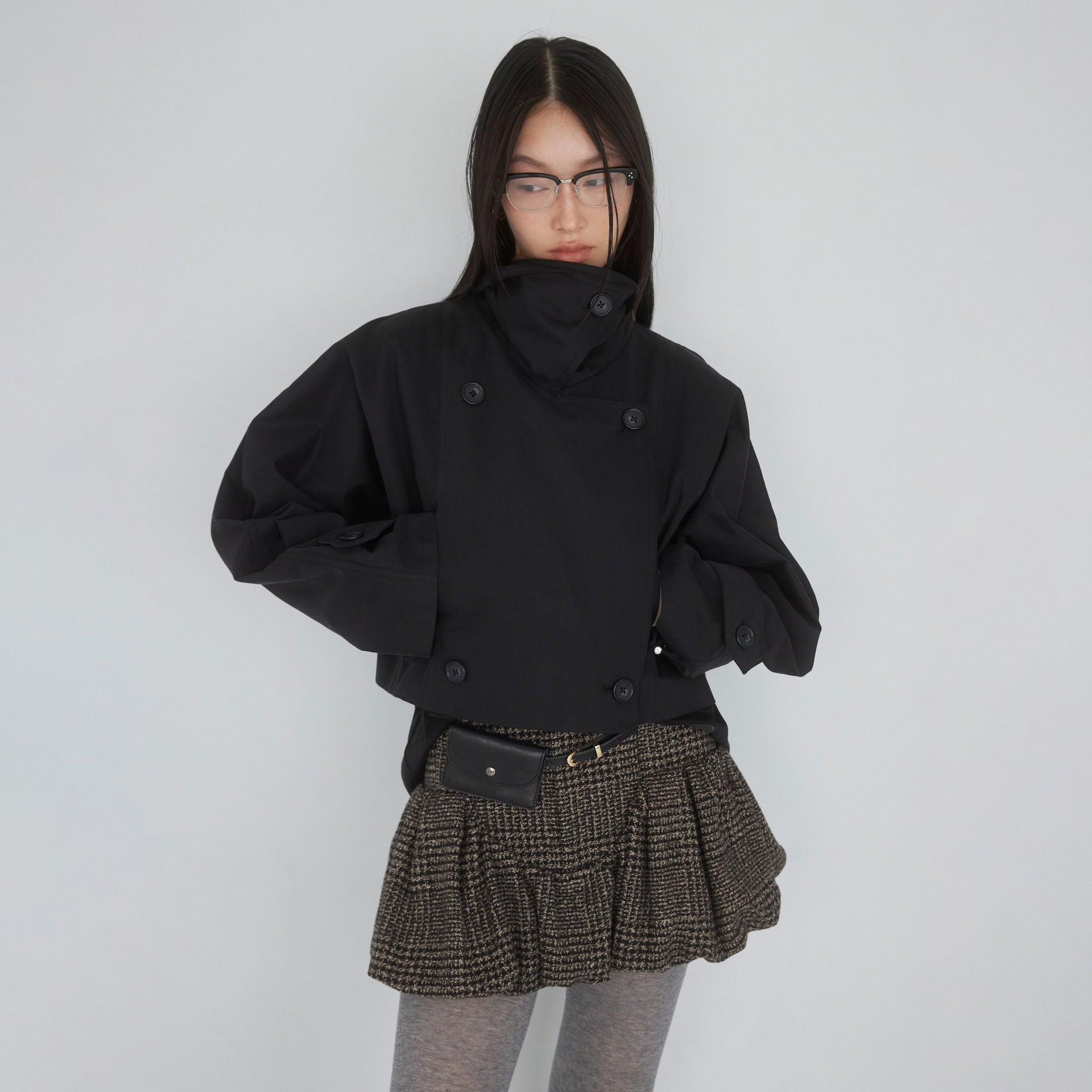 Multi collarショートトレンチコート