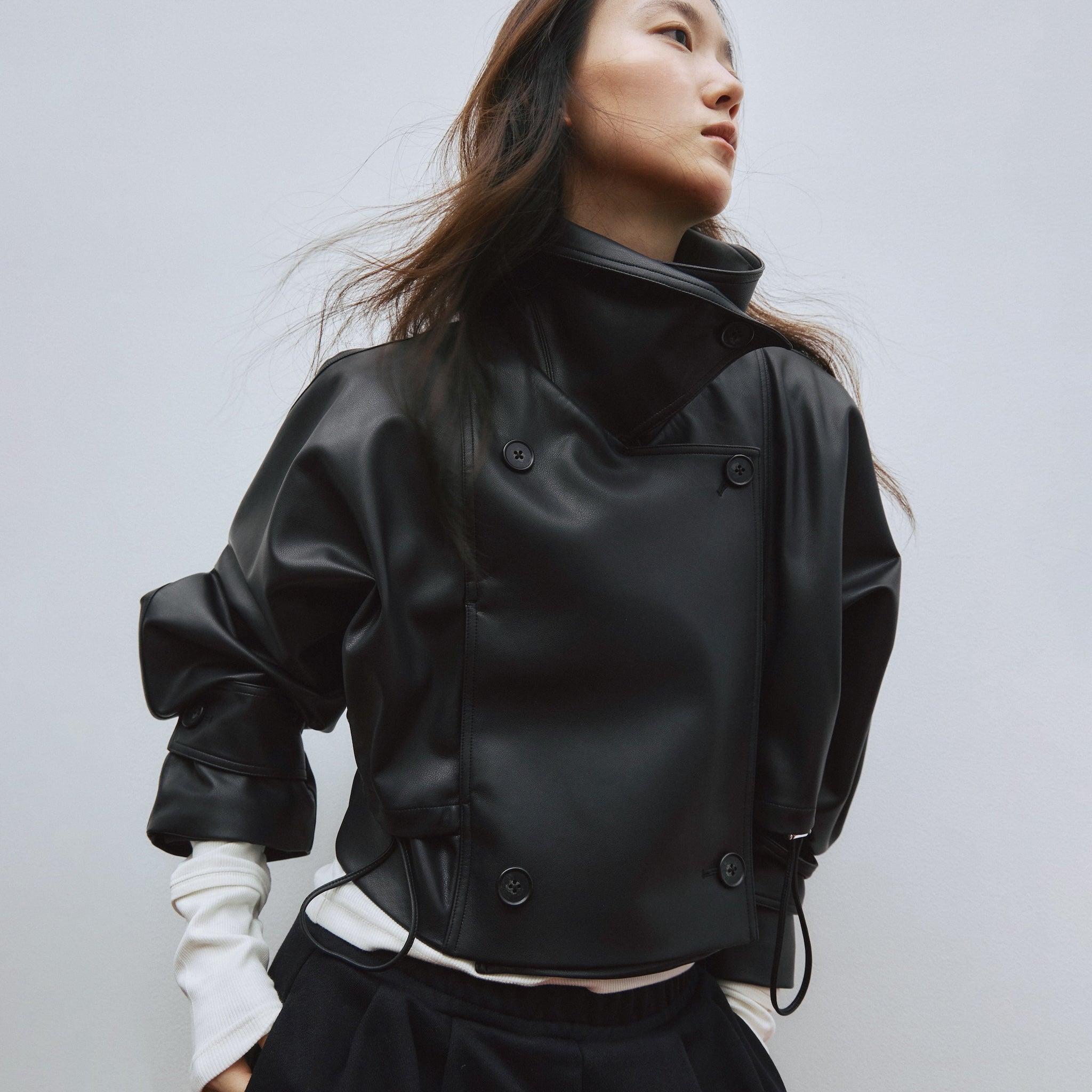Multi collarショートトレンチコート