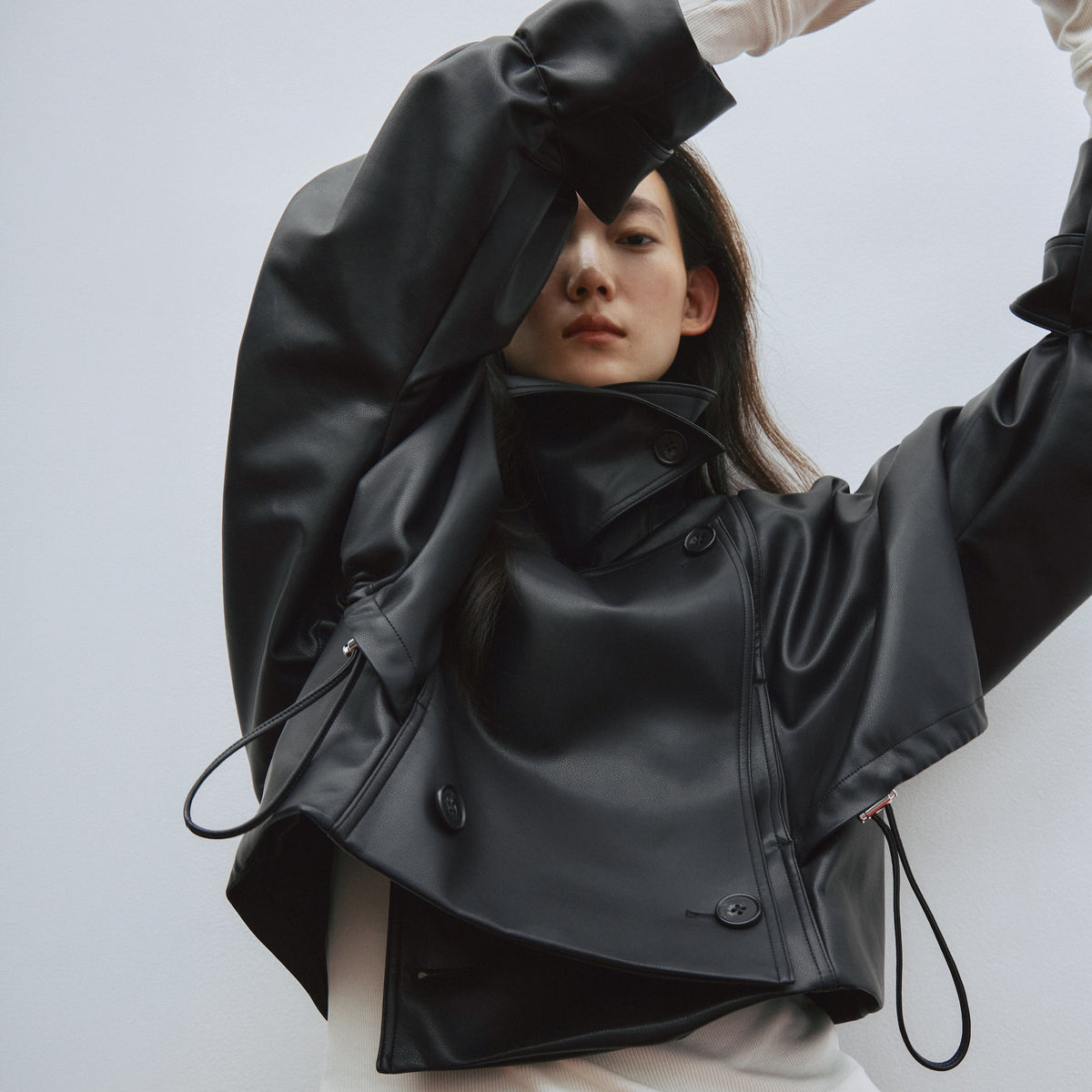 Multi collar short trench coat