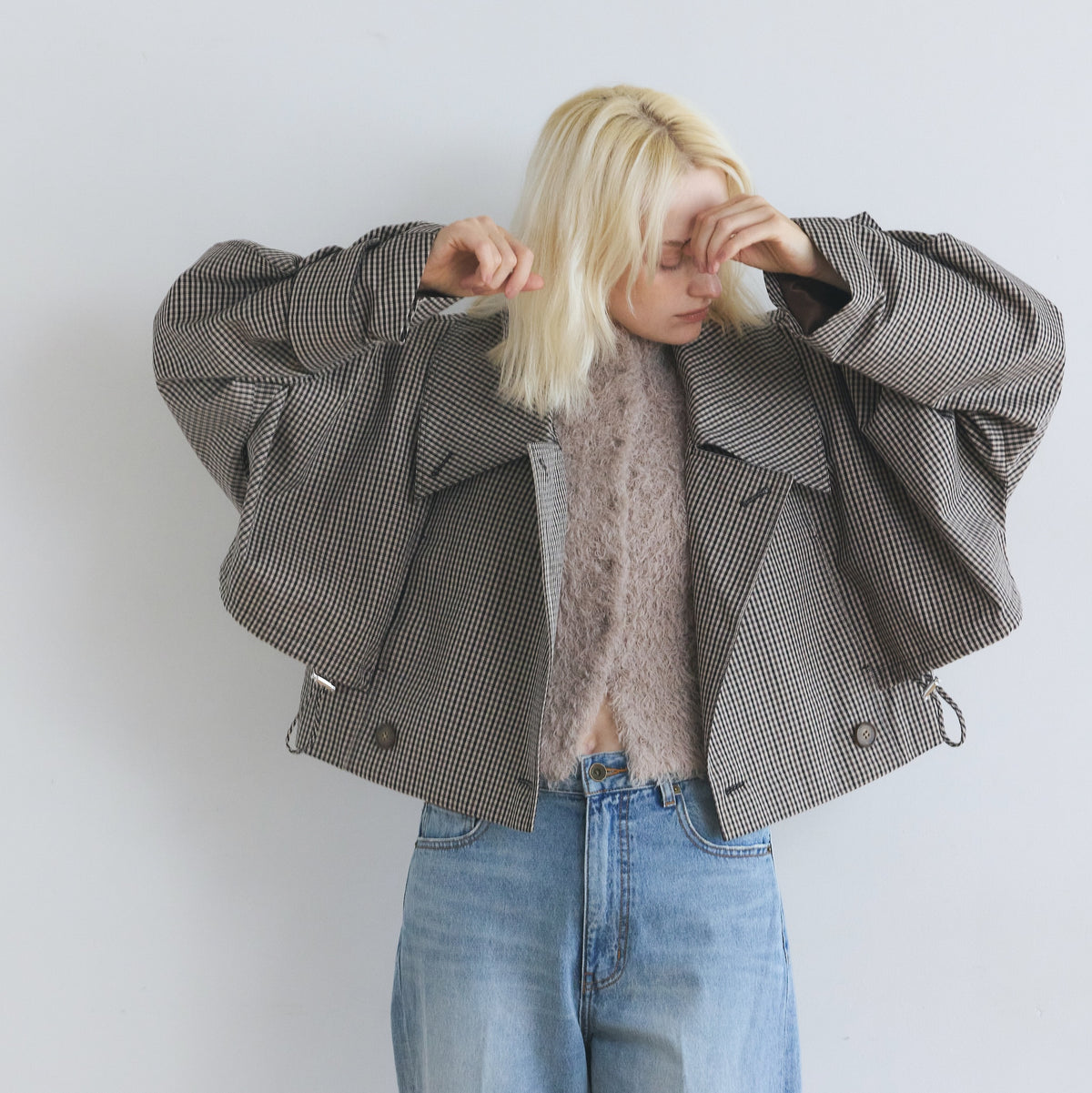 Multi collar short trench coat