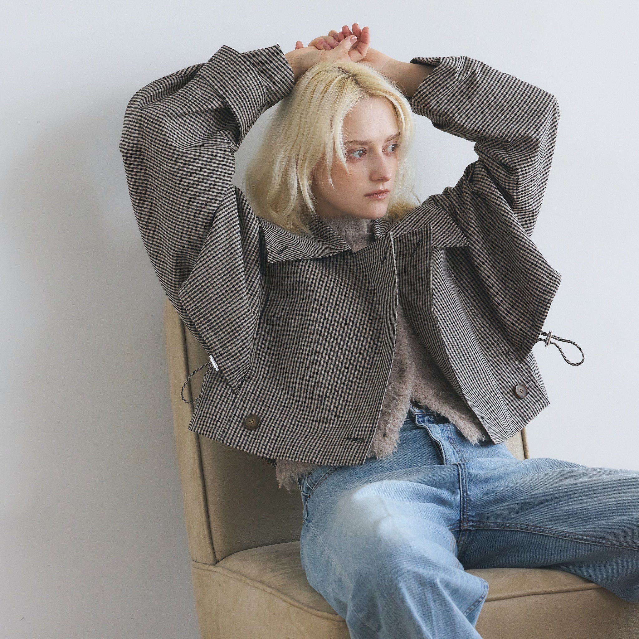 Multi collarショートトレンチコート