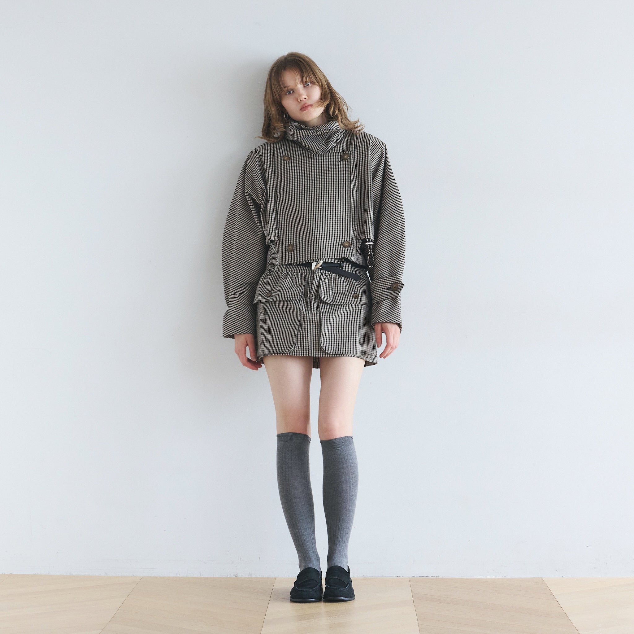 Multi collarショートトレンチコート