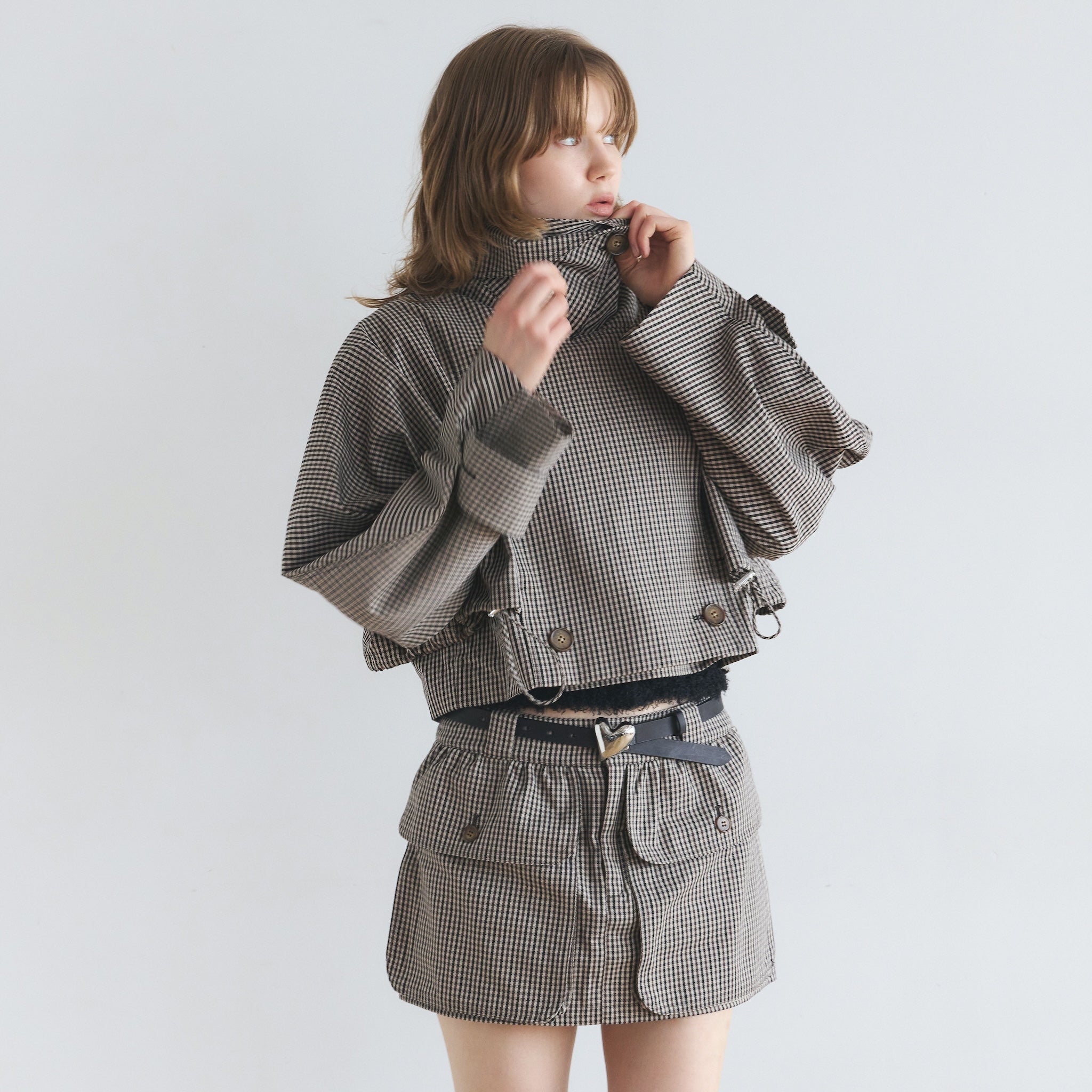 Multi collarショートトレンチコート
