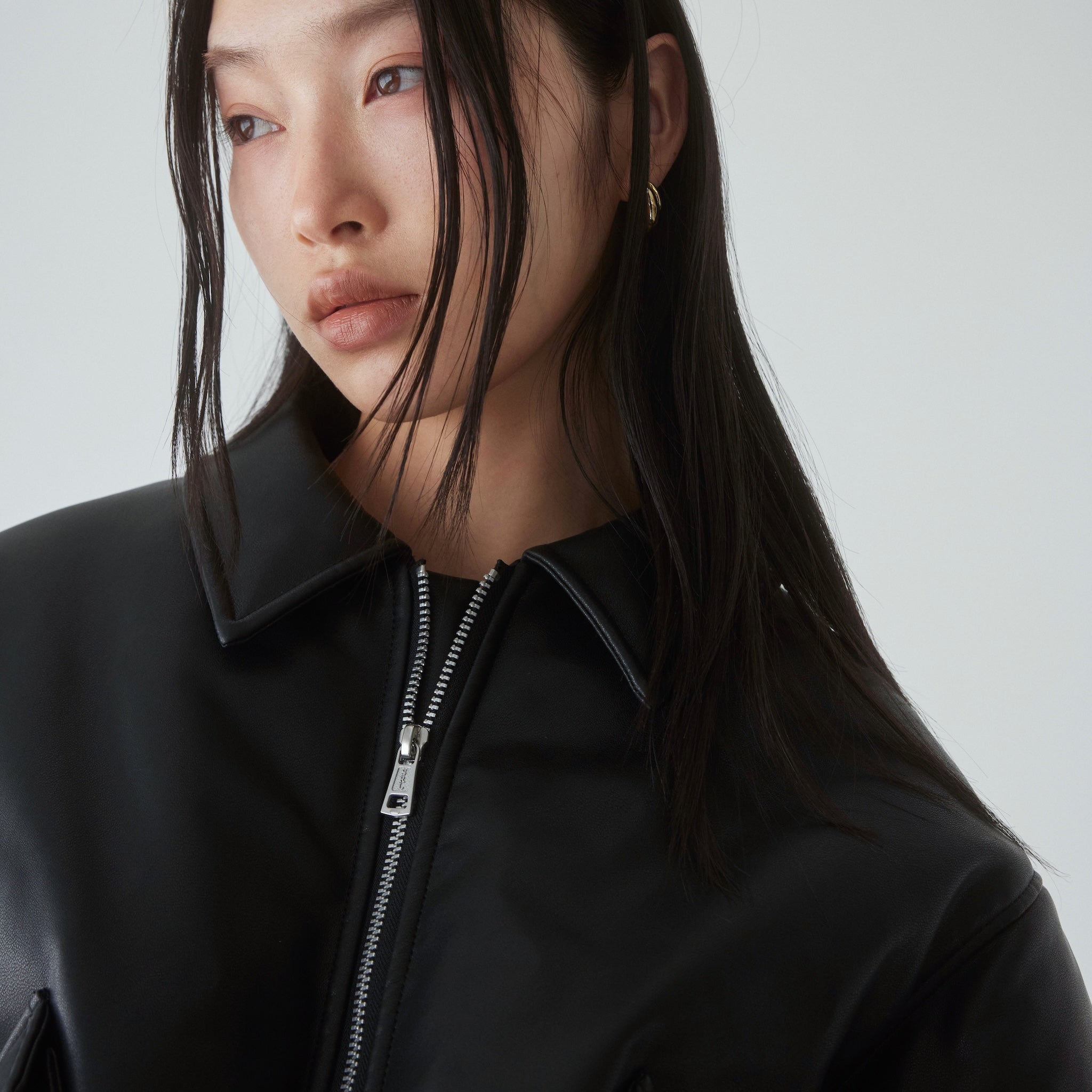 ECOレザーPUFFY Zipブルゾン