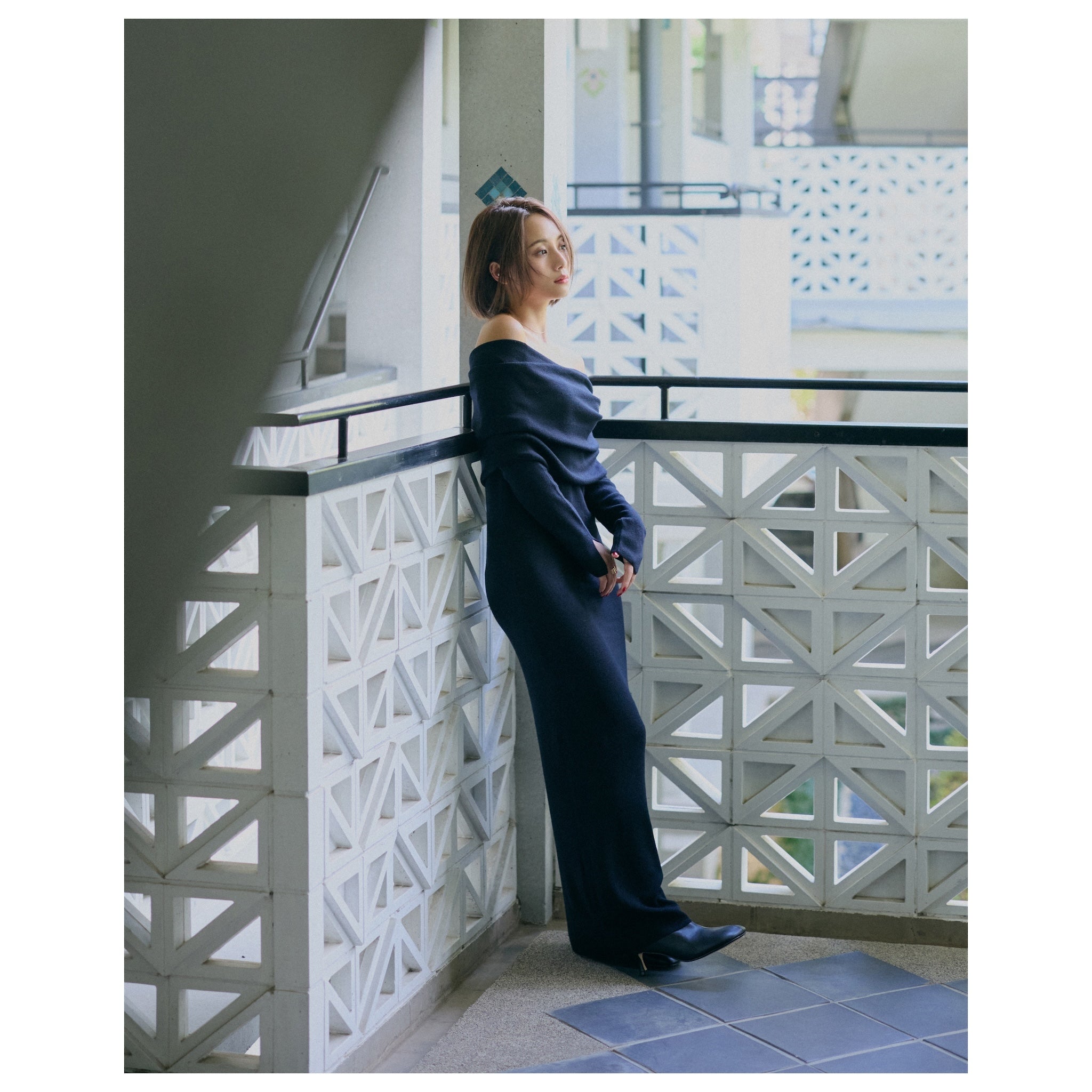 collab Silk wool off-the-shoulder knit dress