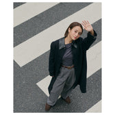 collab W tuckストレートスラックス