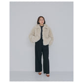 collab W tuckストレートスラックス
