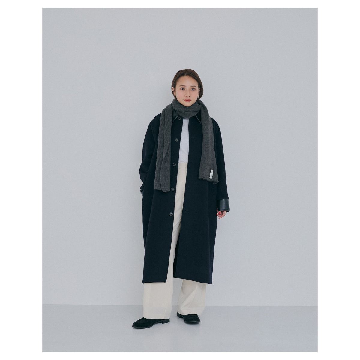 collab W tuckストレートスラックス