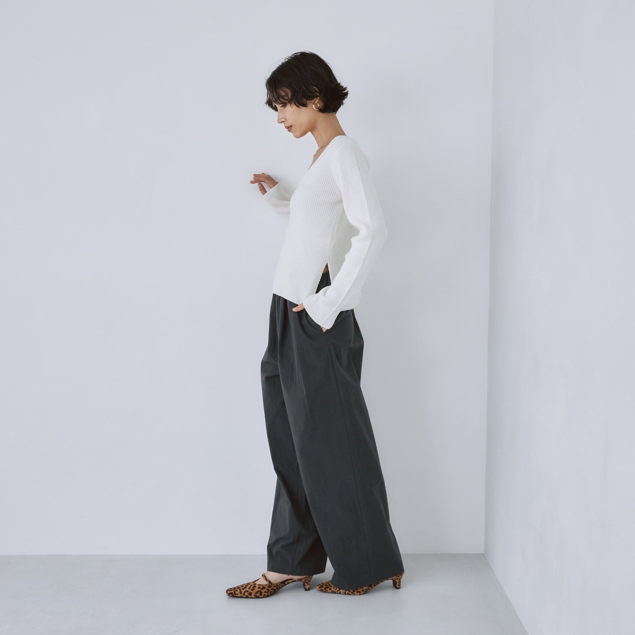 Brushed fabricギャザーボリュームパンツ