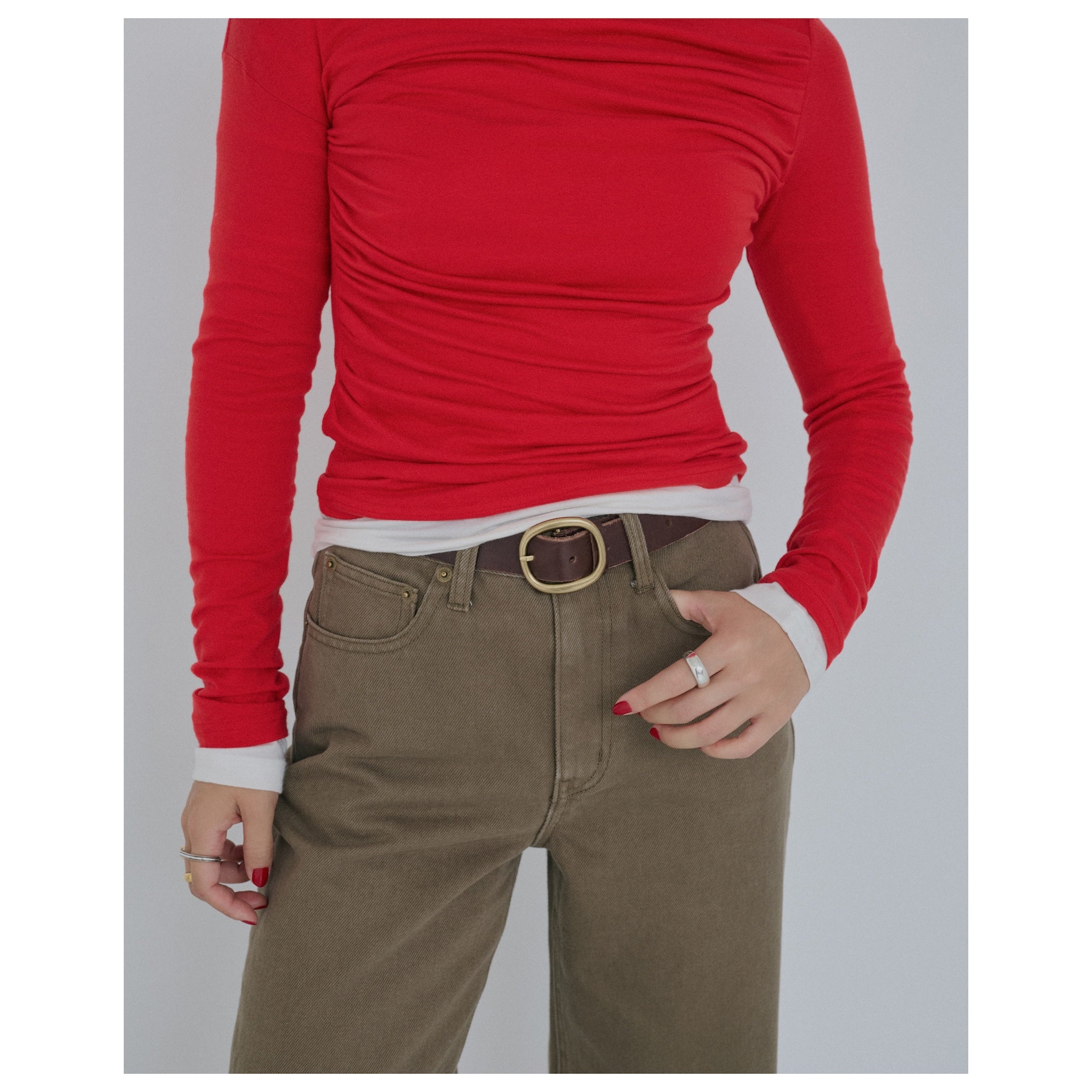 collab Roundバックルレザーベルト