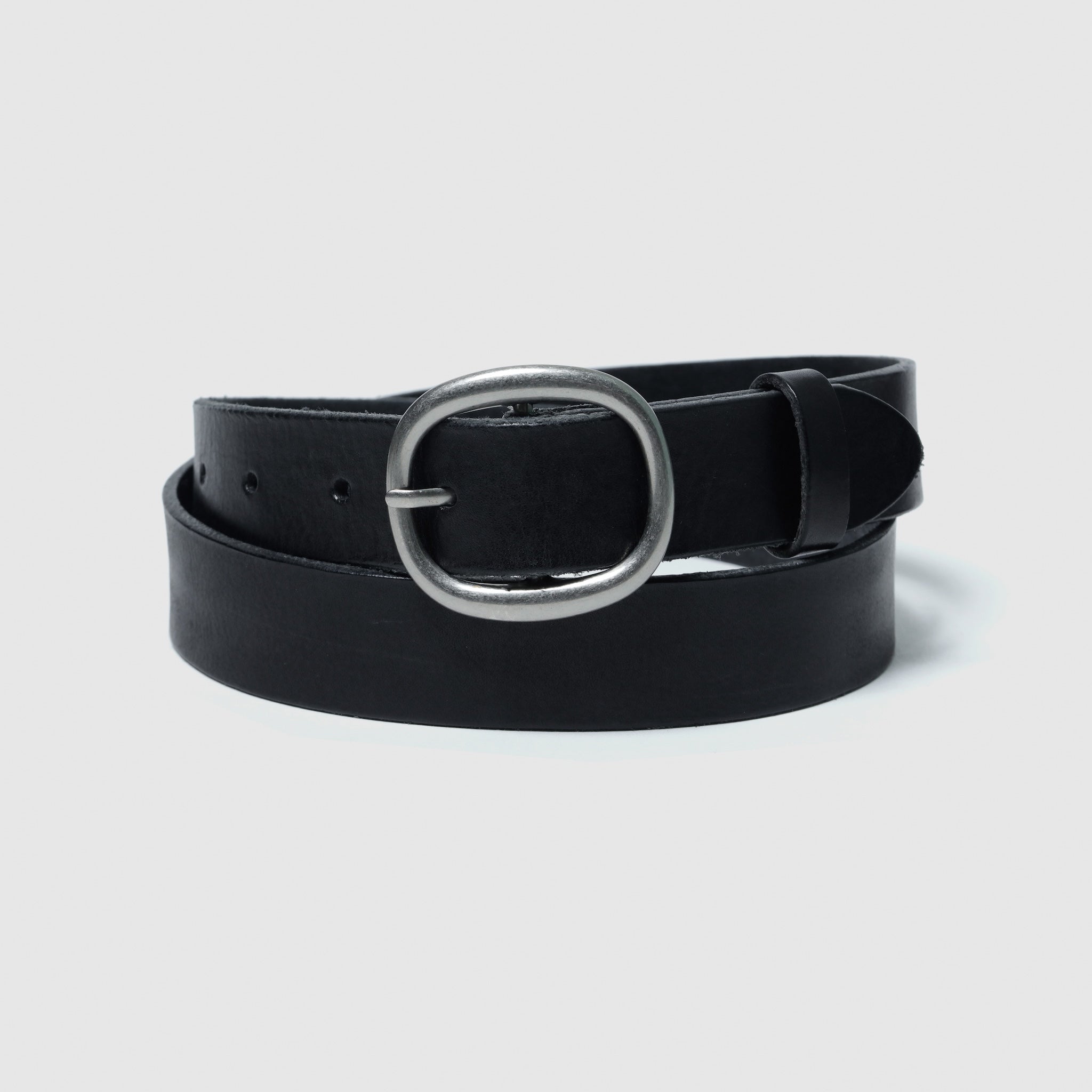 collab round buckle leather belt