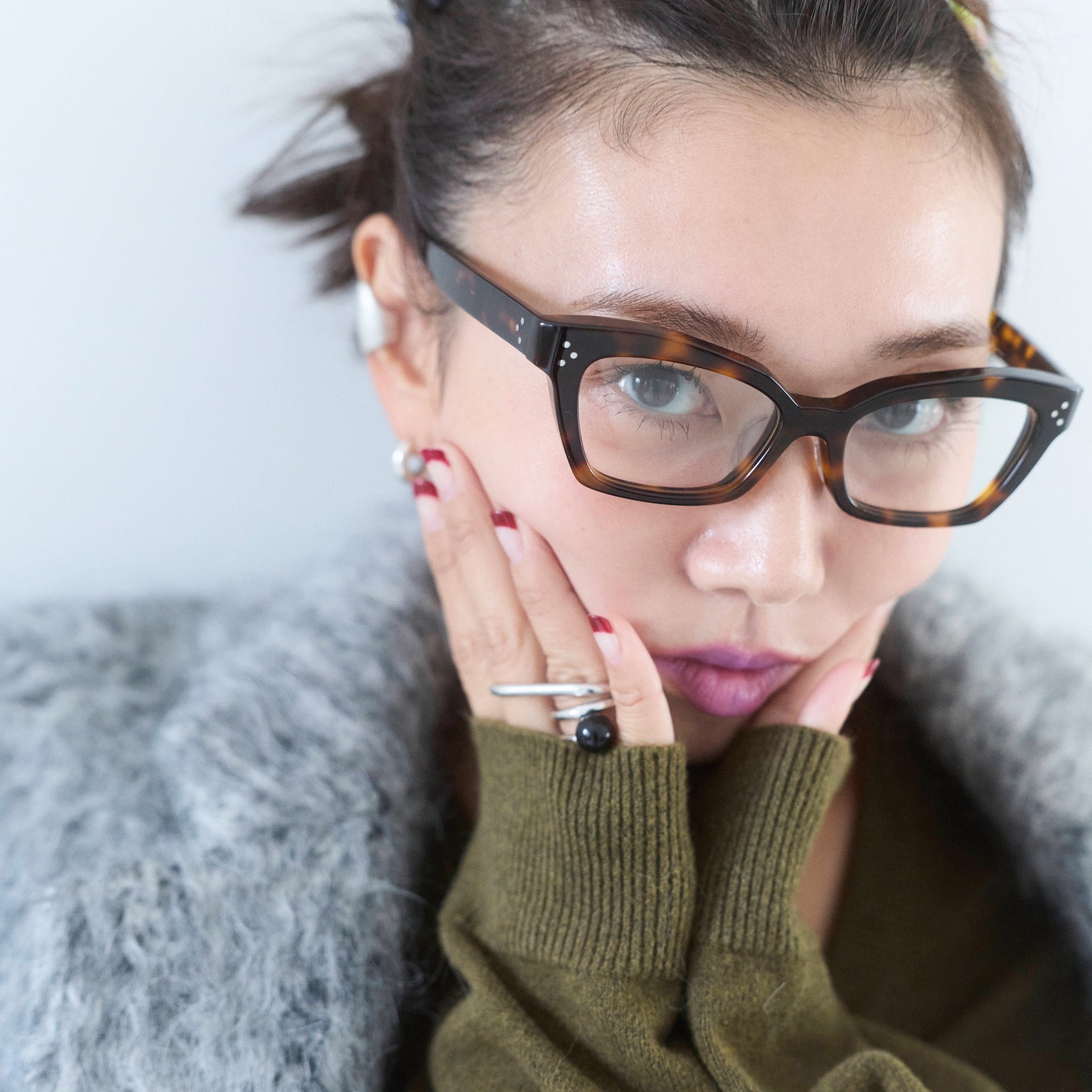collab Bold Cat-Eye Frame Glasses