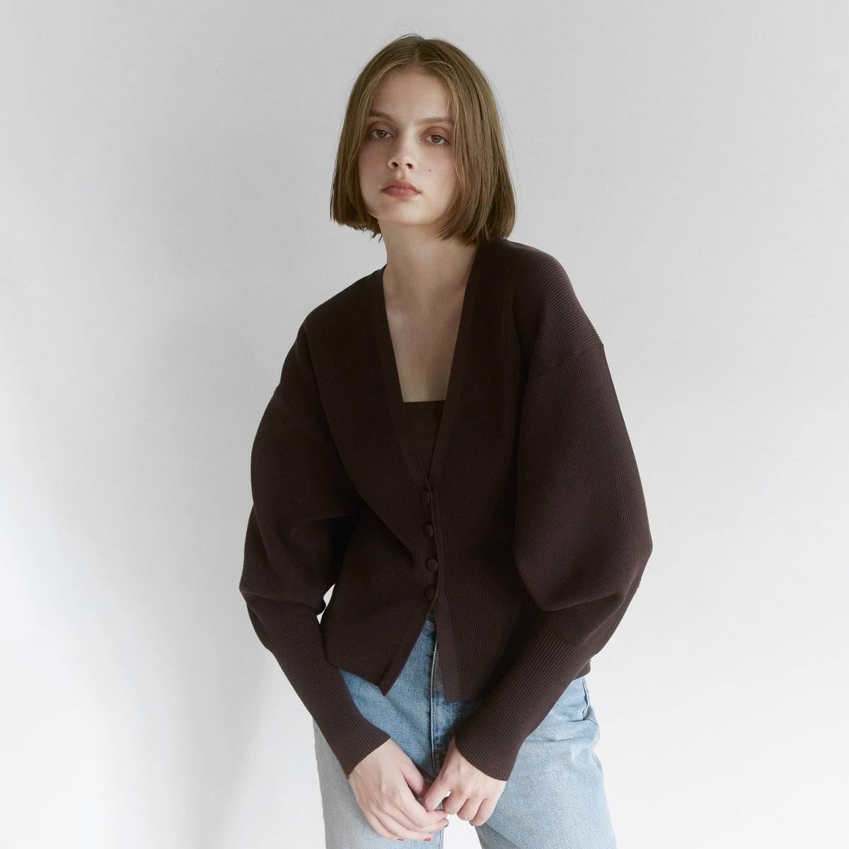 Clear Cotton Knit Cardigan
