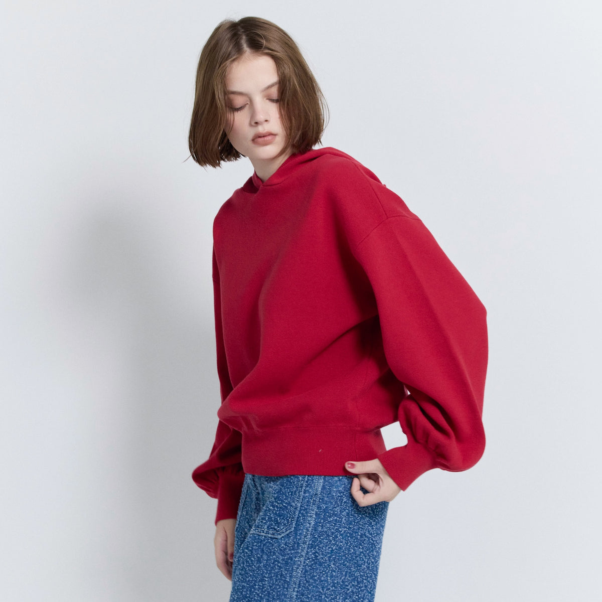 Clear Cotton Knit Hoodie