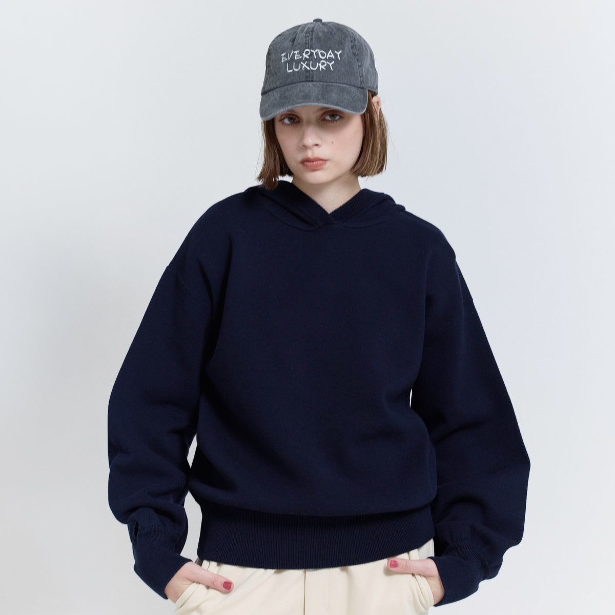 Clear Cotton Knit Hoodie