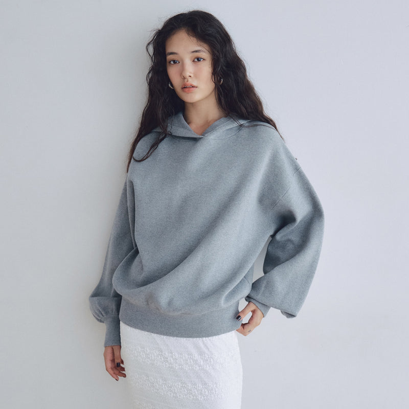 Clear Cotton Knit Hoodie