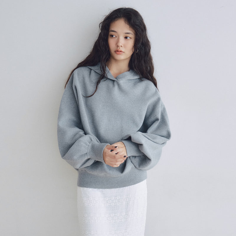 Clear Cotton Knit Hoodie