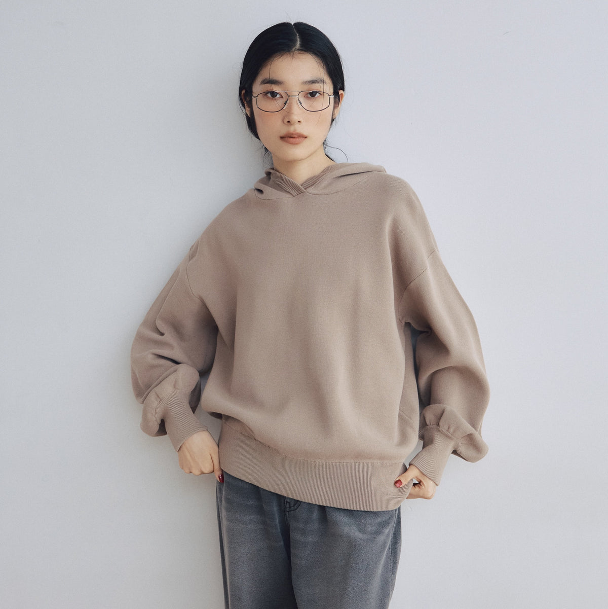 Clear Cotton Knit Hoodie