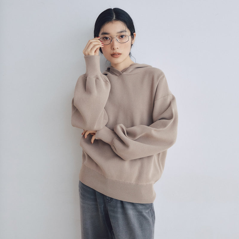 Clear Cotton Knit Hoodie