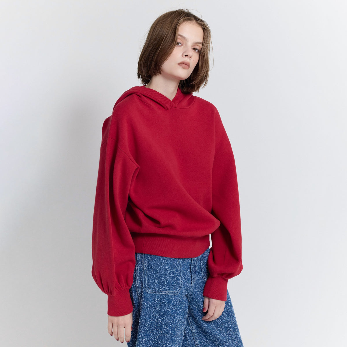 Clear Cotton Knit Hoodie