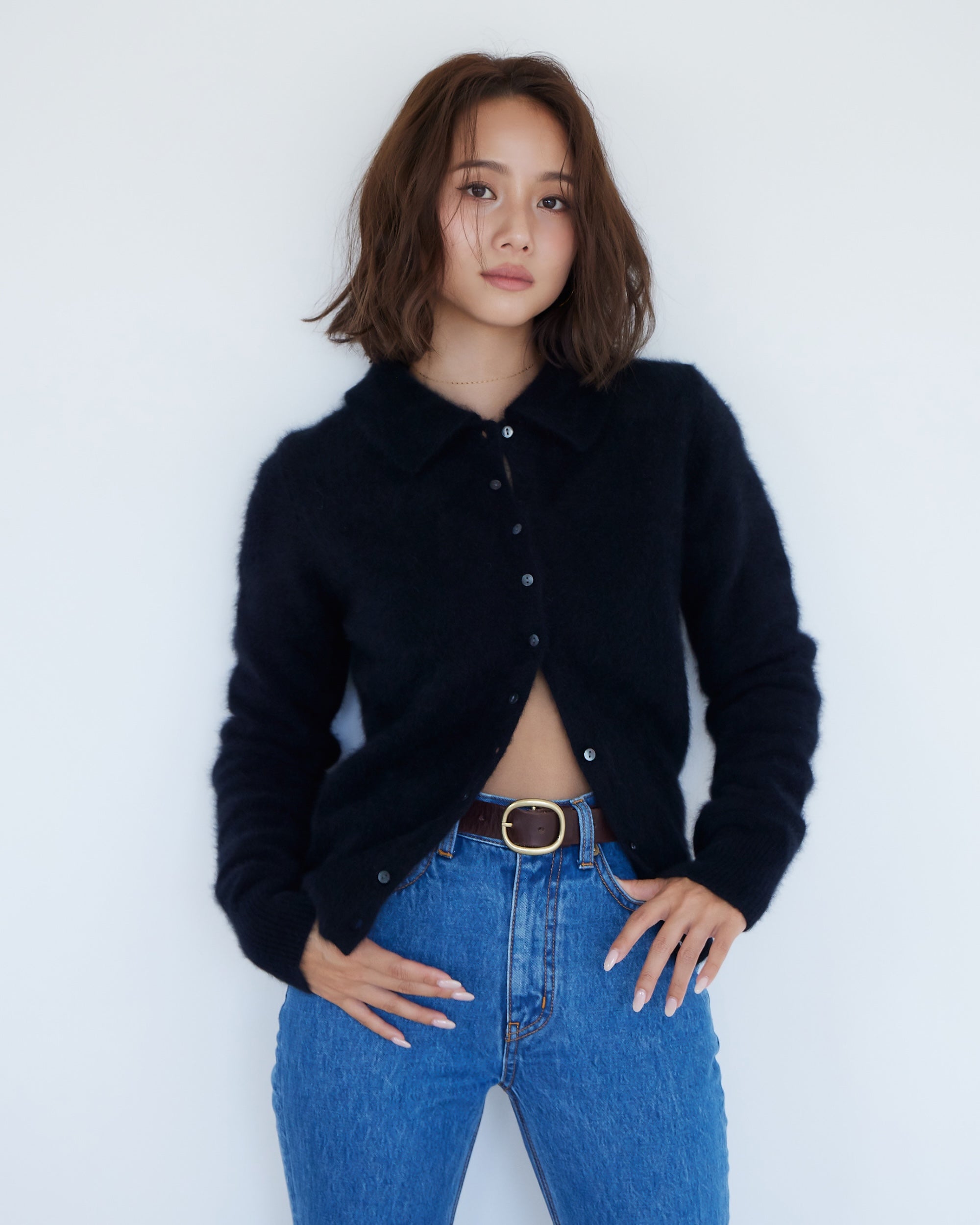 collab Fox Woolボロカーディガン