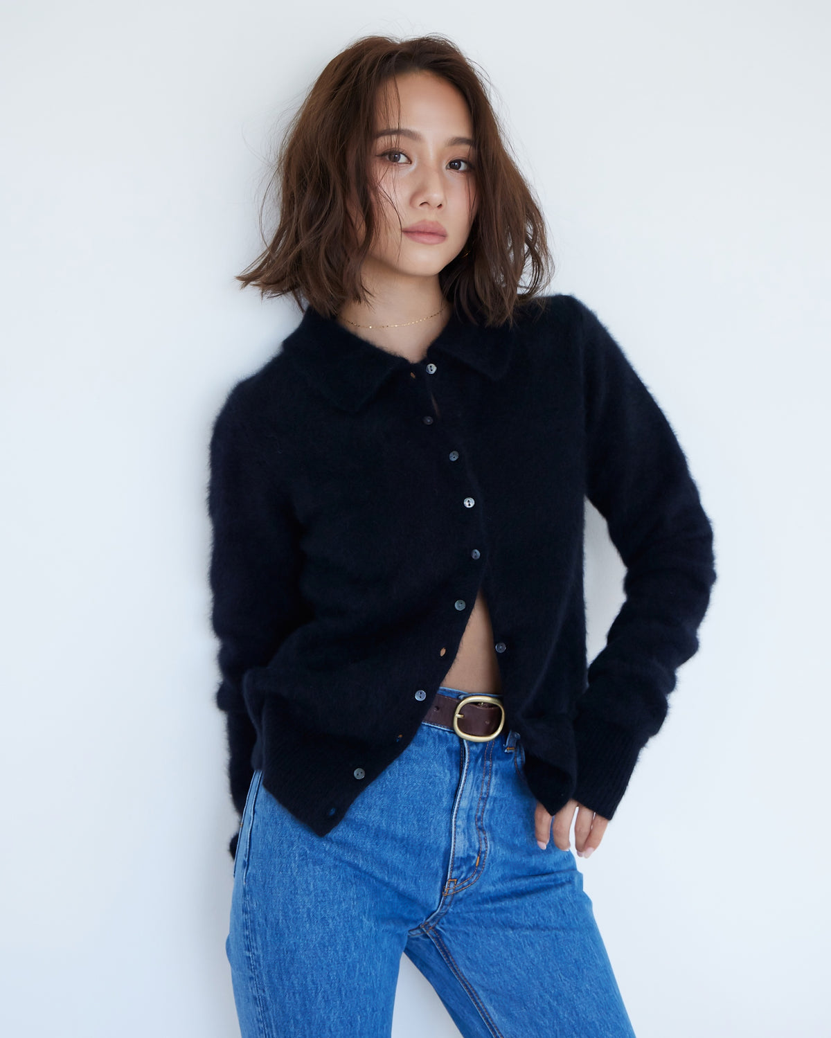 collab Fox Woolボロカーディガン