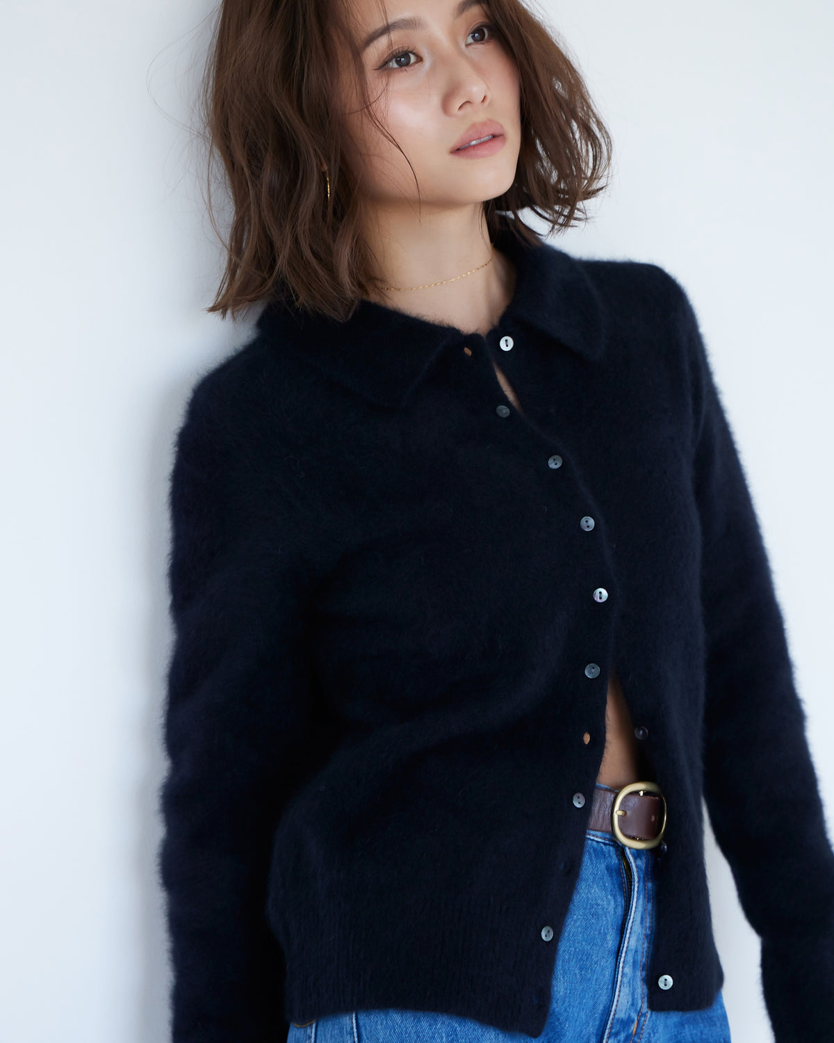 collab Fox Woolボロカーディガン