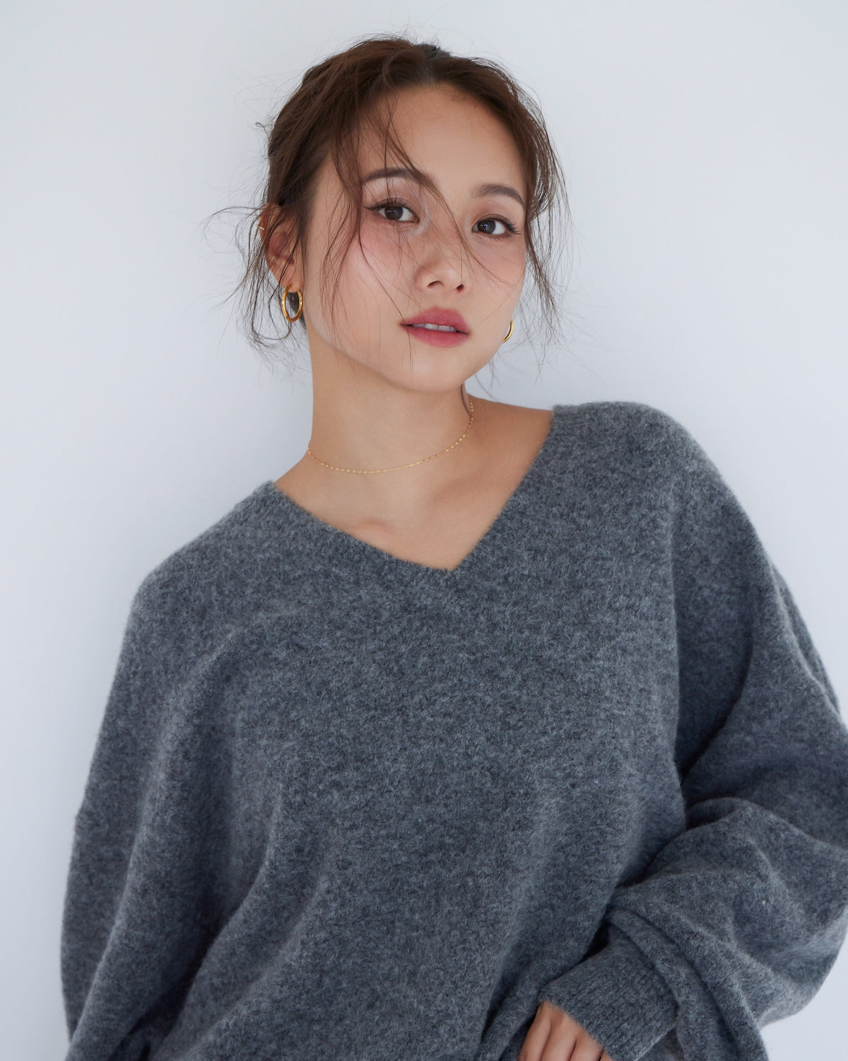 collab Basic Vネックニットトップス