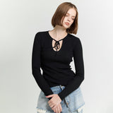 Front Ribbon RIBニットトップス