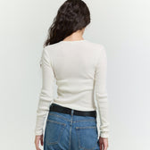 Front Ribbon RIBニットトップス