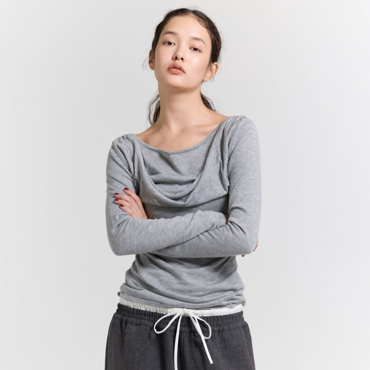 Drape Neck Knitトップス