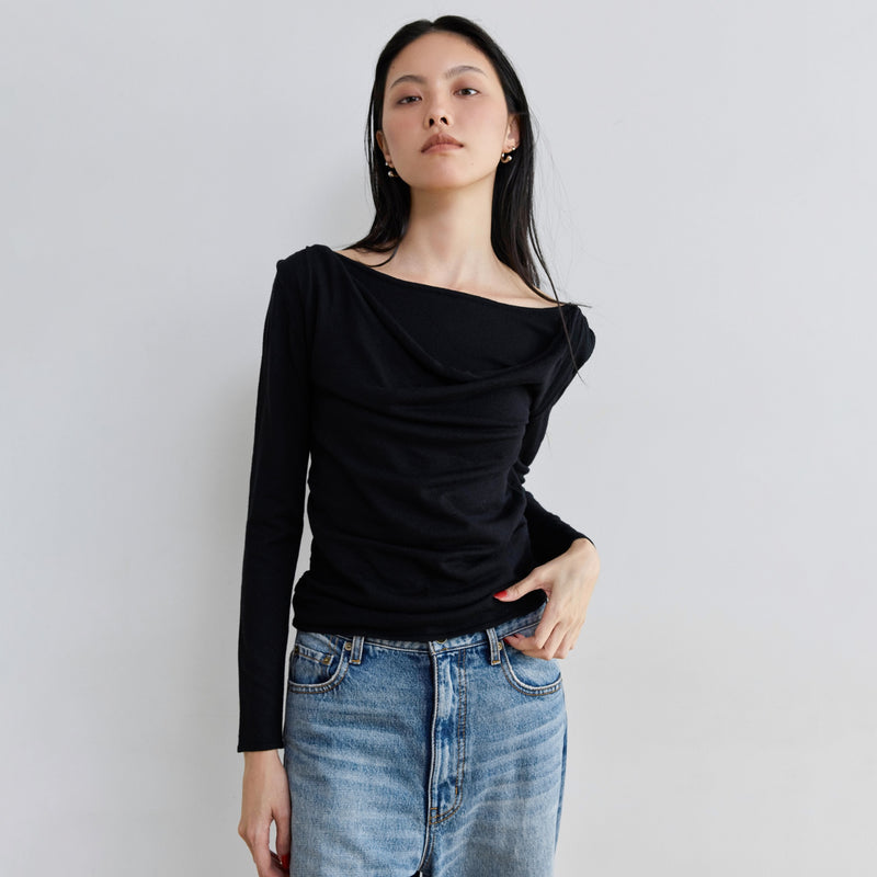 Drape Neck Knitトップス